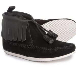 rag & bone “Ghita” Suede/Leather Fringe Moccasin Bootie SZ 37.5EU 7.5 US
